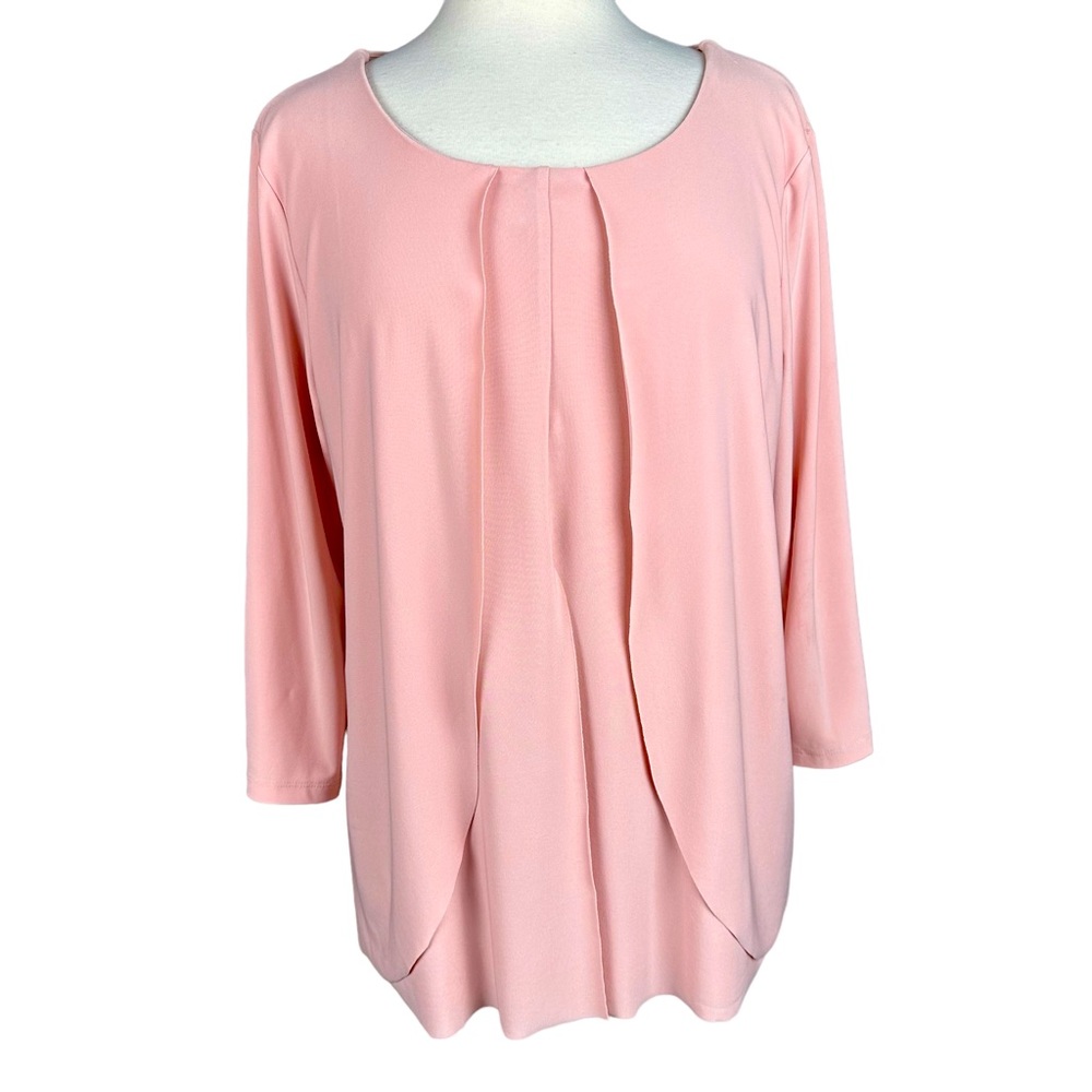 NINA LEONARD Coral 3/4 Sleeve Blouse Size XL